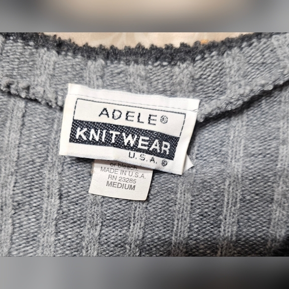 Vintage 80’s Adele Knitwear Cable Winter Sweater Women’s Medium USA Made Gray - Picture 4 of 7